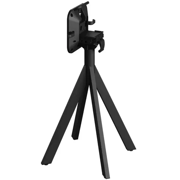 Inklapbare Tafel | INFINITY | HPL/RVS | Houtlook Blad | Zwart Frame | In-/Outdoor | Ø700x732(h)mm