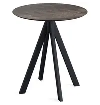 VEBA Inklapbare Tafel | INFINITY | HPL/RVS | Houtlook Blad | Zwart Frame | In-/Outdoor | Ø700x732(h)mm