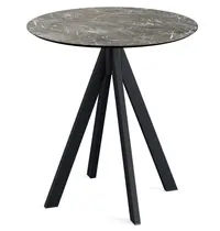 VEBA Inklapbare Tafel | INFINITY | HPL/RVS | Marmerlook Blad | Zwart Frame | In-/Outdoor | Ø700x732(h)mm