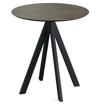 VEBA Inklapbare Tafel | INFINITY | HPL/RVS | Marmerlook Blad | Zwart Frame | In-/Outdoor | Ø700x732(h)mm