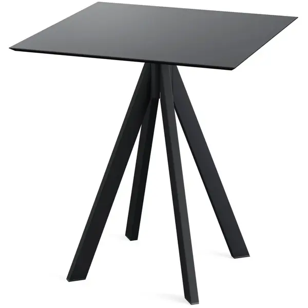 Inklapbare Tafel | INFINITY | HPL/RVS | Zwart Blad | Zwarte Frame | In-/Outdoor | 700x700x732(h)mm