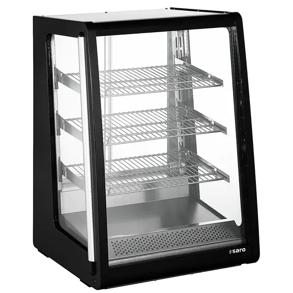 Warmhoudvitrine | ALVA | Zwart | 30°C/80°C | Geventileerd | 4 Niveaus | 1.33kW (230V) | Bevochtiging | 620x590x800(h)mm
