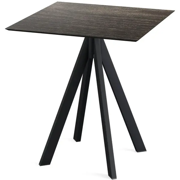 Inklapbare Tafel | INFINITY | HPL/RVS | Houtlook Blad | Zwarte Frame | In-/Outdoor | 700x700x732(h)mm