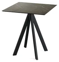 VEBA Inklapbare Tafel | INFINITY | HPL/RVS | Marmerlook Blad | Zwart Frame | In-/Outdoor | 700x700x732(h)mm
