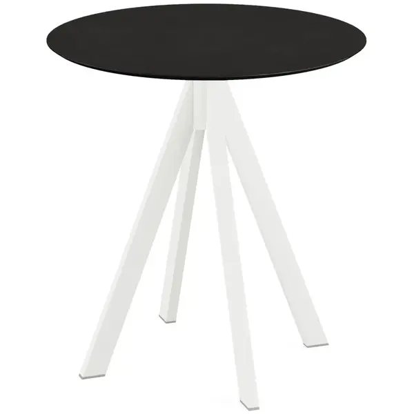 Inklapbare Tafel | INFINITY | HPL/RVS | Zwart Blad | Wit Frame | In-/Outdoor | Ø700x732(h)mm