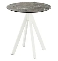 VEBA Inklapbare Tafel | INFINITY | HPL/RVS | Marmerlook Blad | Wit Frame | In-/Outdoor | Ø700x732(h)mm