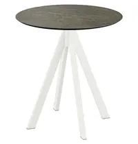 VEBA Inklapbare Tafel | INFINITY | HPL/RVS | Marmerlook Blad | Wit Frame | In-/Outdoor | Ø700x732(h)mm
