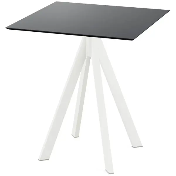 Inklapbare Tafel | INFINITY | HPL/RVS | Zwart Blad | Wit Frame | In-/Outdoor | 700x700x732(h)mm