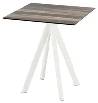 VEBA Inklapbare Tafel | INFINITY | HPL/RVS | Houtlook Blad | Wit Frame | In-/Outdoor | 700x700x732(h)mm