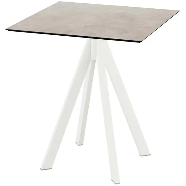 Inklapbare Tafel | INFINITY | HPL/RVS | Steenlook Blad | Wit Frame | In-/Outdoor | 700x700x732(h)mm