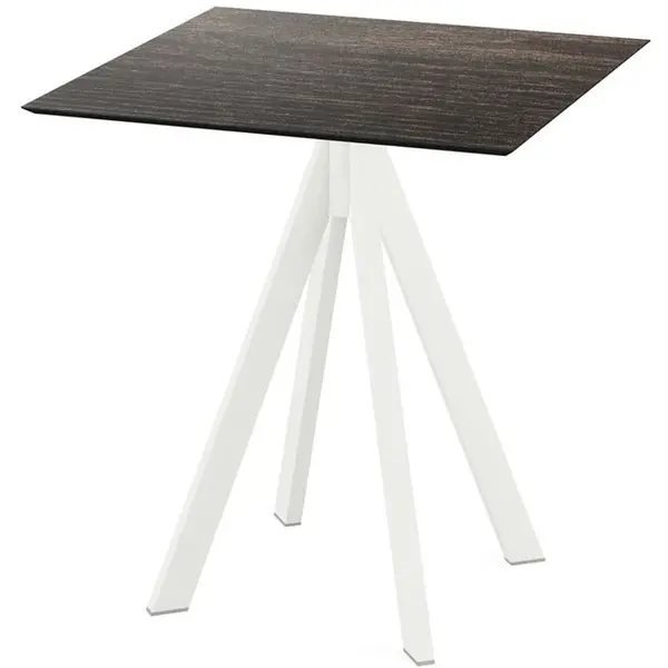Inklapbare Tafel | INFINITY | HPL/RVS | Houtlook Blad | Wit Frame | In-/Outdoor | 700x700x732(h)mm