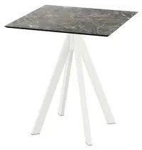 VEBA Inklapbare Tafel | INFINITY | HPL/RVS | Marmerlook Blad | Wit Frame | In-/Outdoor | 700x700x732(h)mm