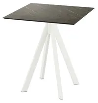 VEBA Inklapbare Tafel | INFINITY | HPL/RVS | Marmerlook Blad | Wit Frame | In-/Outdoor | 700x700x732(h)mm