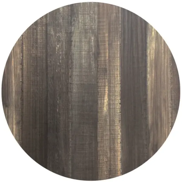 Inklapbare Tafel | INFINITY | HPL/RVS | Houtlook Blad | Zandkleurig Frame | In-/Outdoor | Ø700x732(h)mm