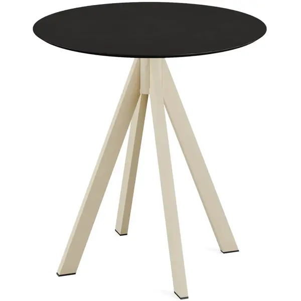 Inklapbare Tafel | INFINITY | HPL/RVS | Zwart Blad | Zandkleurig Frame | In-/Outdoor | Ø700x732(h)mm