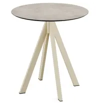 VEBA Inklapbare Tafel | INFINITY | HPL/RVS | Steenlook Blad | Zandkleurig Frame | In-/Outdoor | Ø700x732(h)mm