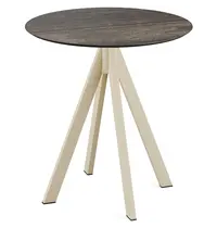 VEBA Inklapbare Tafel | INFINITY | HPL/RVS | Houtlook Blad | Zandkleurig Frame | In-/Outdoor | Ø700x732(h)mm