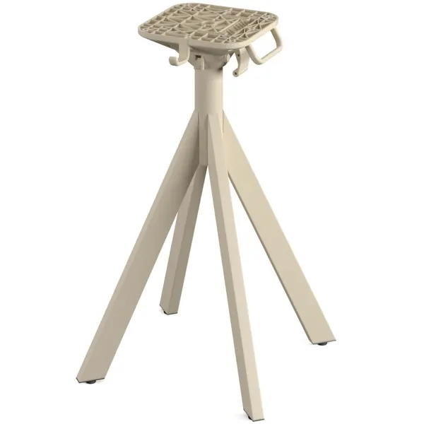 Inklapbare Tafel | INFINITY | HPL/RVS | Houtlook Blad | Zandkleurig Frame | In-/Outdoor | Ø700x732(h)mm