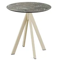 VEBA Inklapbare Tafel | INFINITY | HPL/RVS | Marmerlook Blad | Zandkleurig Frame | In-/Outdoor | Ø700x732(h)mm
