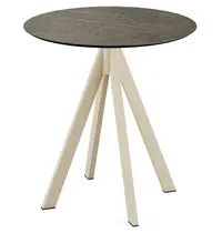 VEBA Inklapbare Tafel | INFINITY | HPL/RVS | Marmerlook Blad | Zandkleurig Frame | In-/Outdoor | Ø700x732(h)mm