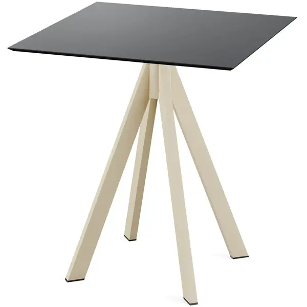 Inklapbare Tafel | INFINITY | HPL/RVS | Zwart Blad | Zandkleurig Frame | In-/Outdoor | 700x700x732(h)mm