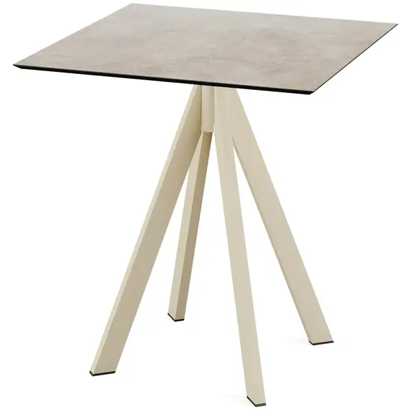Inklapbare Tafel | INFINITY | HPL/RVS | Steenlook Blad | Zandkleurig Frame | In-/Outdoor | 700x700x732(h)mm