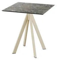 VEBA Inklapbare Tafel | INFINITY | HPL/RVS | Marmerlook Blad | Zandkleurig Frame | In-/Outdoor | 700x700x732(h)mm