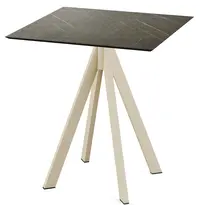 VEBA Inklapbare Tafel | INFINITY | HPL/RVS | Marmerlook Blad | Zandkleurig Frame | In-/Outdoor | 700x700x732(h)mm