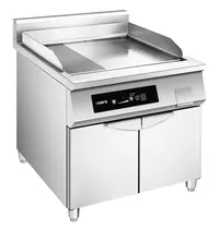 Saro Inductie Bak-/Grillplaat | BROOKLYN | Glad/Gegroefd Oppervlak 650x450 (RVS) | 80°C/300°C | 10kW (400V) | Gesloten Onderkast | 800x700x880/980(h)mm 