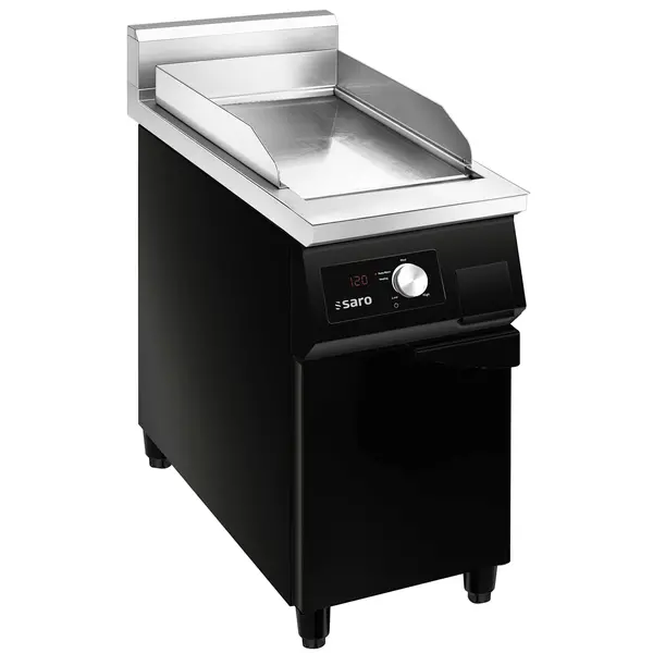 Inductie Bak-/Grillplaat | MAURICE | Glad Oppervlak 315x455 (RVS) | 80°C/300°C | 5kW (400V) | Gesloten Onderkast | 400x700x850/950(h)mm