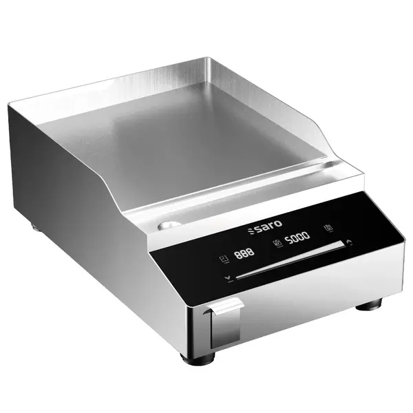 Inductie Bak-/Grillplaat | AGIOS | Glad Oppervlak 390x370 (RVS) | 60°C/280°C | 5kW (400V) | 400x600x155(h)mm