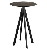 VEBA Inklapbare Statafel | INFINITY | HPL/RVS | Houtlook Blad | Zwart Frame | In-/Outdoor | Ø700x1092(h)mm