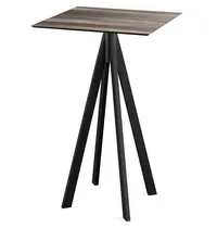 VEBA Inklapbare Statafel | INFINITY | HPL/RVS | Houtlook Blad | Zwart Frame | In-/Outdoor | 700x700x1092(h)mm