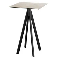 VEBA Inklapbare Statafel | INFINITY | HPL/RVS | Steenlook Blad | Zwart Frame | In-/Outdoor | 700x700x1092(h)mm