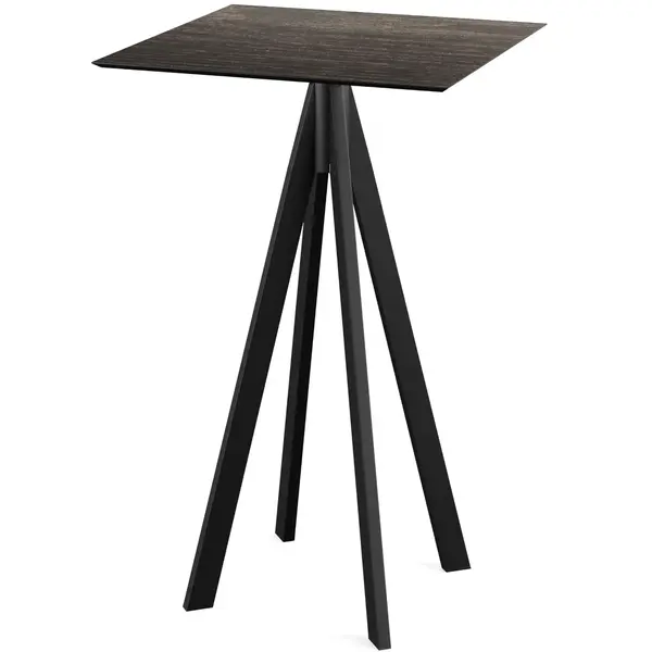Inklapbare Statafel | INFINITY | HPL/RVS | Houtlook Blad | Zwart Frame | In-/Outdoor | 700x700x1092(h)mm