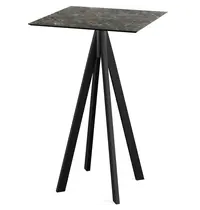 VEBA Inklapbare Statafel | INFINITY | HPL/RVS | Marmerlook Blad | Zwart Frame | In-/Outdoor | 700x700x1092(h)mm