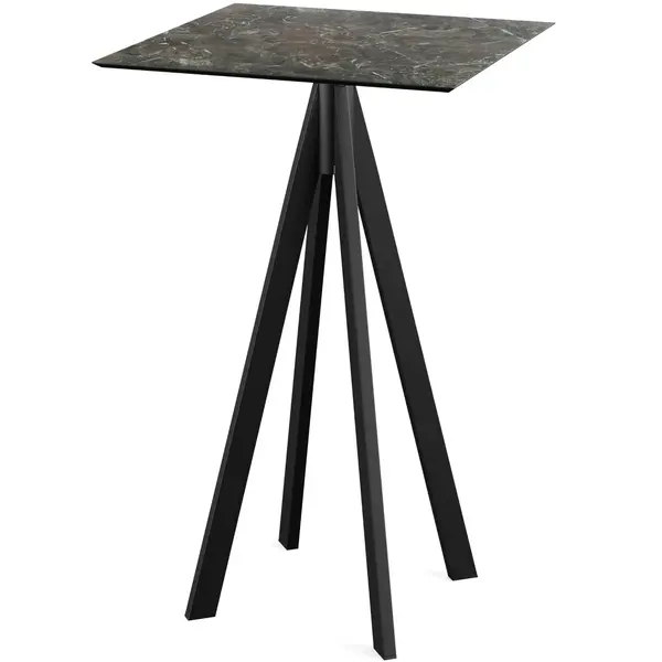 Inklapbare Statafel | INFINITY | HPL/RVS | Marmerlook Blad | Zwart Frame | In-/Outdoor | 700x700x1092(h)mm