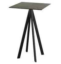VEBA Inklapbare Statafel | INFINITY | HPL/RVS | Marmerlook Blad | Zwart Frame | In-/Outdoor | 700x700x1092(h)mm