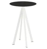 VEBA Statafel | INFINITY | HPL/RVS | Zwart Blad | Wit Frame | In-/Outdoor | Ø700x1092(h)mm