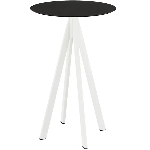 Statafel | INFINITY | HPL/RVS | Zwart Blad | Wit Frame | In-/Outdoor | Ø700x1092(h)mm