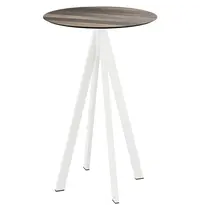 VEBA Statafel | INFINITY | HPL/RVS | Houtlook Blad | Wit Frame | In-/Outdoor | Ø700x1092(h)mm