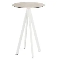 VEBA Statafel | INFINITY | HPL/RVS | Steenlook Blad | Wit Frame | In-/Outdoor | Ø700x1092(h)mm