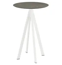 VEBA Statafel | INFINITY | HPL/RVS | Marmerlook Blad | Wit Frame | In-/Outdoor | Ø700x1092(h)mm
