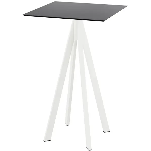 Statafel | INFINITY | HPL/RVS | Zwart Blad | Wit Frame | In-/Outdoor | 700x700x1092(h)mm