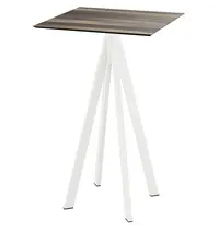 VEBA Statafel | INFINITY | HPL/RVS | Houtlook Blad | Wit Frame | In-/Outdoor | 700x700x1092(h)mm