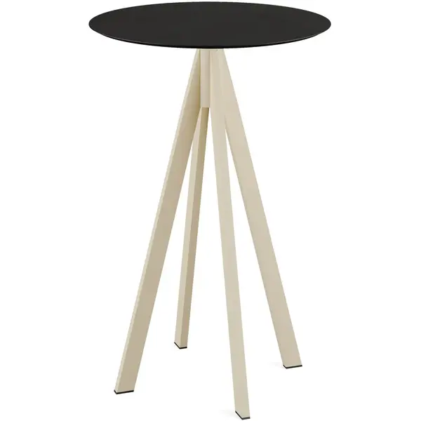 Statafel | INFINITY | HPL/RVS | Zwart Blad | Zandkleurig Frame | In-/Outdoor | Ø700x1092(h)mm