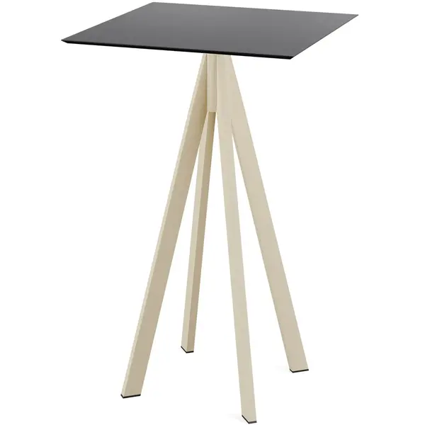 Statafel | INFINITY | HPL/RVS | Zwart Blad | Zandkleurig Frame | In-/Outdoor | 700x700x1092(h)mm