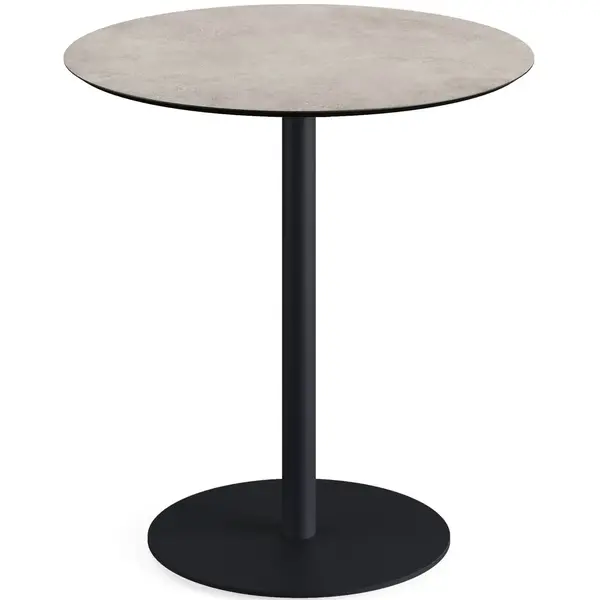 Inklapbare Tafel | URBAN | HPL/RVS | Steenlook Blad | Zwart Frame | In-/Outdoor | Ø700x732(h)mm