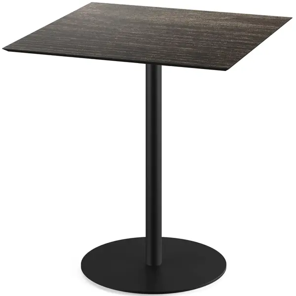 Inklapbare Tafel | URBAN | HPL/RVS | Houtlook Blad | Zwart Frame | In-/Outdoor | 700x700x732(h)mm