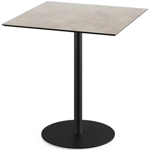 Inklapbare Tafel | URBAN | HPL/RVS | Steenlook Blad | Zwart Frame | In-/Outdoor | 700x700x732(h)mm